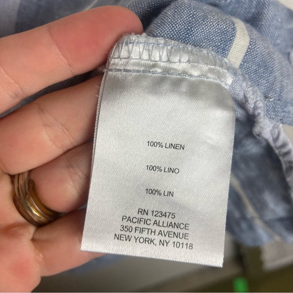 Ellen Tracy Size Xl Pure Linen Tank Top Blue With White Stripes Costal Nautical - Picture 5 of 6